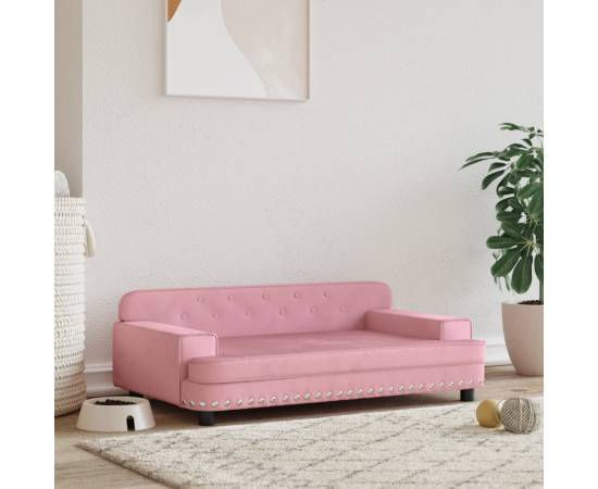 Pat de câini, roz, 90x53x30 cm, catifea