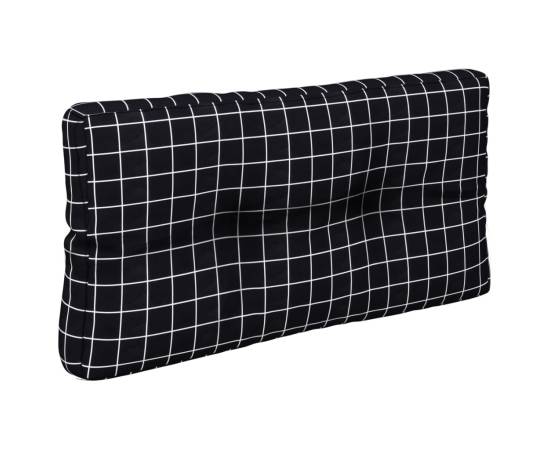 Pernă de paleți, negru, 80x40x12 cm, textil, model carouri, 4 image
