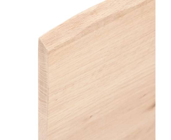Blat de birou, 80x50x2 cm, lemn masiv de stejar netratat, 3 image