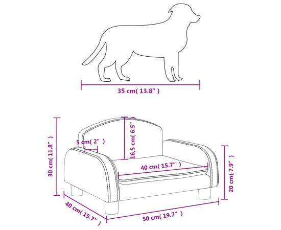 Pat de câini, maro, 50x40x30 cm, textil, 7 image