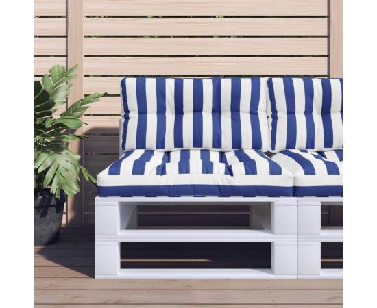 Pernă de paleți, albastru/alb, 80x40x12 cm, textil, dungi