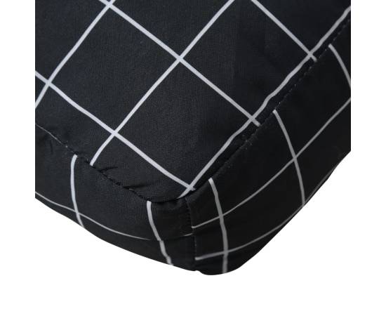 Pernă de paleți, negru, 80x40x12 cm, textil, model carouri, 7 image