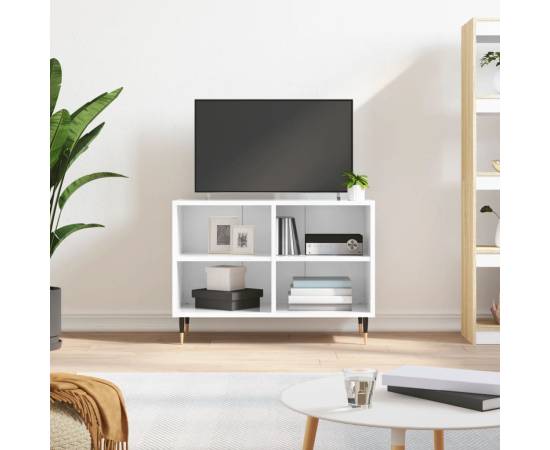 Comodă tv, alb extralucios, 69,5x30x50 cm, lemn compozit