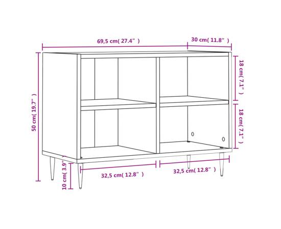 Comodă tv, alb extralucios, 69,5x30x50 cm, lemn compozit, 9 image