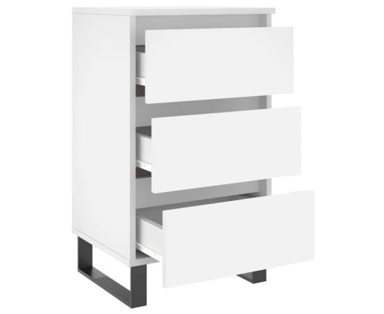 Noptiere, 2 buc., alb, 40x35x69 cm, lemn compozit, 6 image