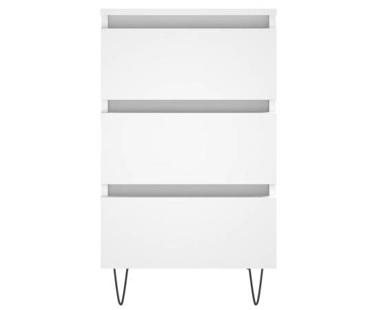 Noptiere, 2 buc., alb, 40x35x69 cm, lemn compozit, 5 image
