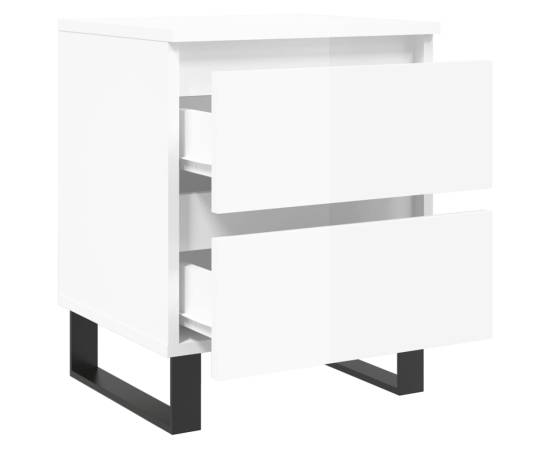 Noptiere, 2 buc., alb extralucios, 40x35x50 cm, lemn compozit, 6 image