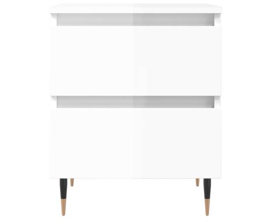 Noptiere, 2 buc., alb extralucios, 40x35x50 cm, lemn compozit, 5 image
