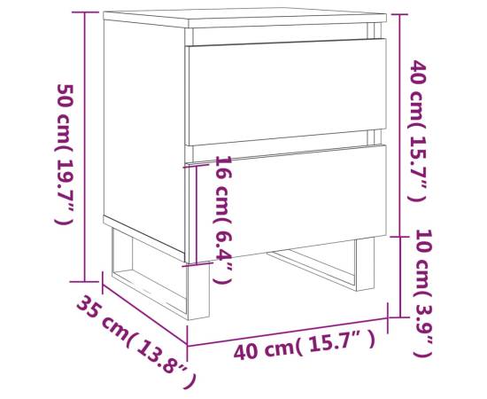 Noptiere, 2 buc., stejar fumuriu, 40x35x50 cm, lemn compozit, 11 image
