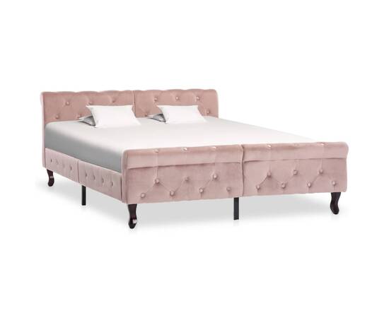 Cadru de pat, roz, 140 x 200 cm, catifea
