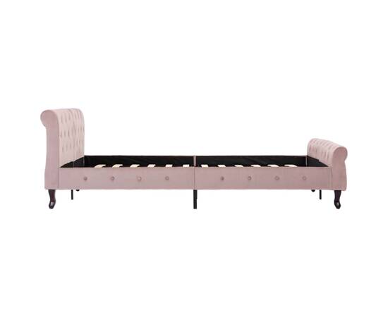 Cadru de pat, roz, 140 x 200 cm, catifea, 4 image