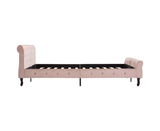 Cadru de pat, roz, 160 x 200 cm, catifea, 4 image