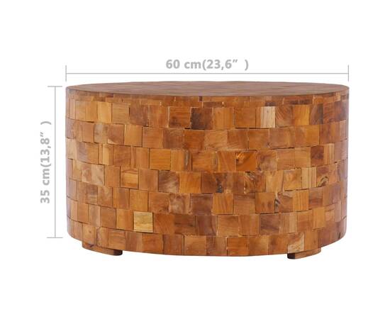 Măsuță de cafea, 60 x 60 x 35 cm, lemn masiv de tec, 3 image