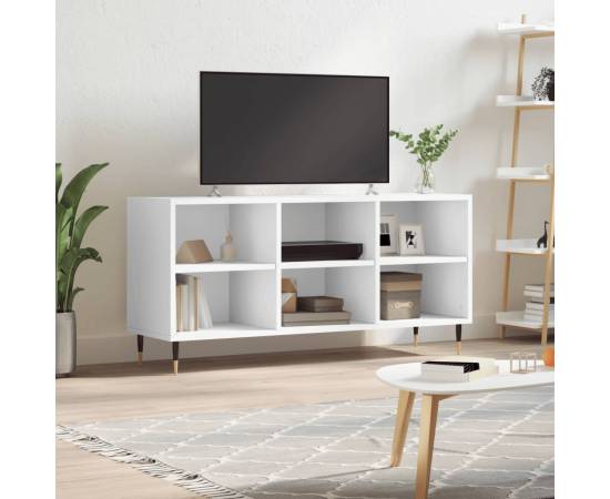 Comodă tv, alb, 103,5x30x50 cm, lemn compozit