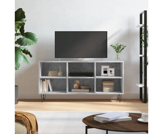 Comodă tv, gri beton, 103,5x30x50 cm, lemn compozit