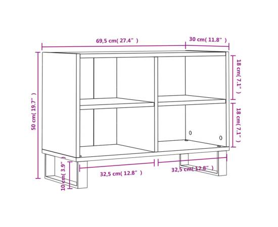 Comodă tv, gri beton, 69,5x30x50 cm, lemn compozit, 9 image