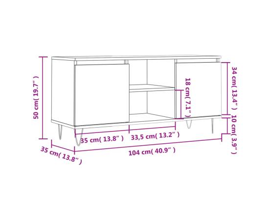 Comodă tv, alb, 104x35x50 cm, lemn compozit, 11 image