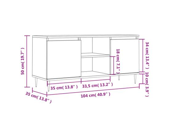 Comodă tv, alb extralucios, 104x35x50 cm, lemn compozit, 11 image