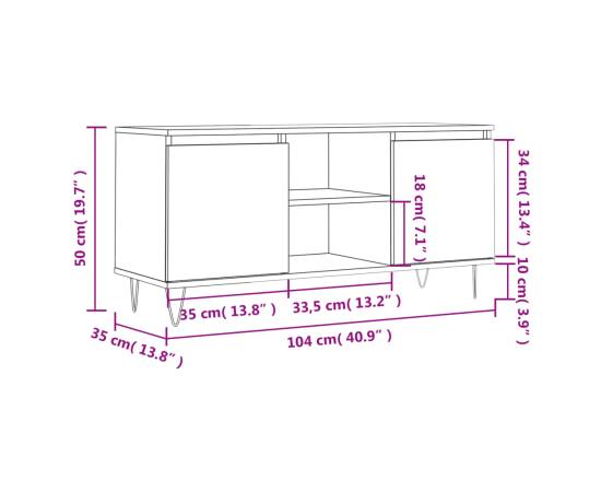 Comodă tv, gri beton, 104x35x50 cm, lemn compozit, 11 image