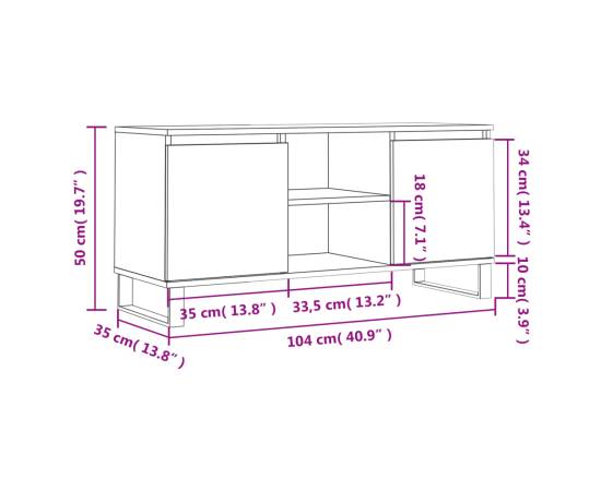 Comodă tv, gri beton, 104x35x50 cm, lemn compozit, 11 image