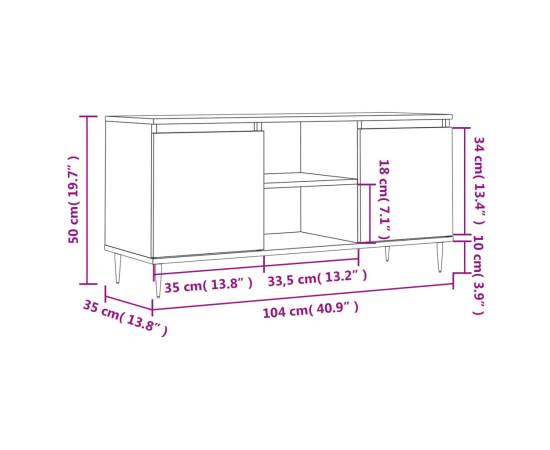 Comodă tv, gri beton, 104x35x50 cm, lemn compozit, 11 image