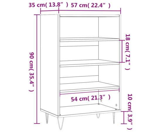 Dulap înalt, alb, 57x35x90 cm, lemn compozit, 9 image