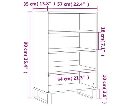 Dulap înalt, alb, 57x35x90 cm, lemn compozit, 9 image