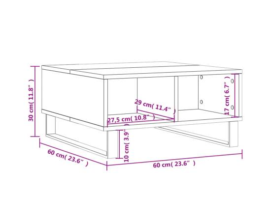 Masă de cafea, stejar fumuriu, 60x60x30 cm, lemn compozit, 9 image