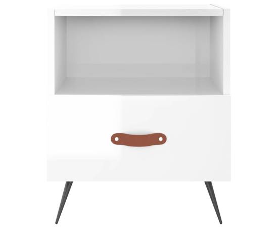 Noptiere, 2 buc., alb extralucios, 40x35x47,5 cm, lemn compozit, 6 image