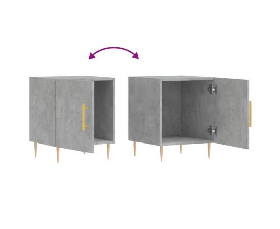 Noptiere, 2 buc., gri beton, 40x40x50 cm, lemn compozit, 9 image