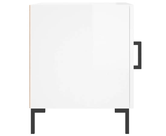Noptiere, 2 buc., alb extralucios, 40x40x50 cm, lemn compozit, 5 image