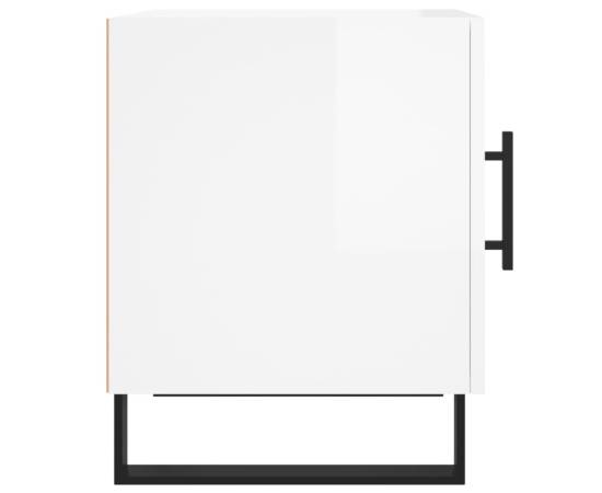 Noptiere, 2 buc., alb extralucios, 40x40x50 cm, lemn compozit, 8 image