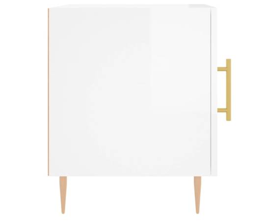 Noptiere, 2 buc., alb extralucios, 40x40x50 cm, lemn compozit, 7 image