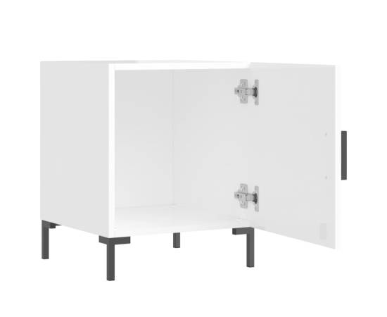 Noptiere, 2 buc., alb extralucios, 40x40x50 cm, lemn compozit, 6 image