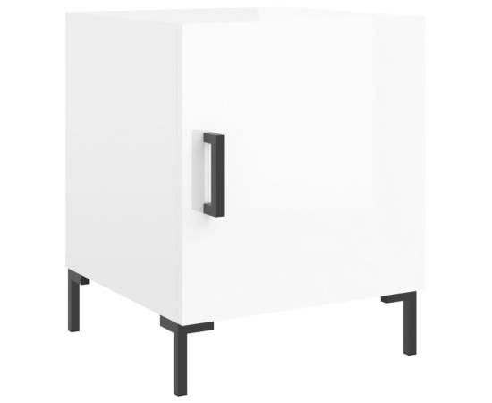 Noptiere, 2 buc., alb extralucios, 40x40x50 cm, lemn compozit, 3 image