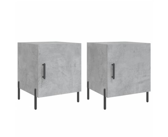 Noptiere, 2 buc., gri beton, 40x40x50 cm, lemn compozit, 2 image
