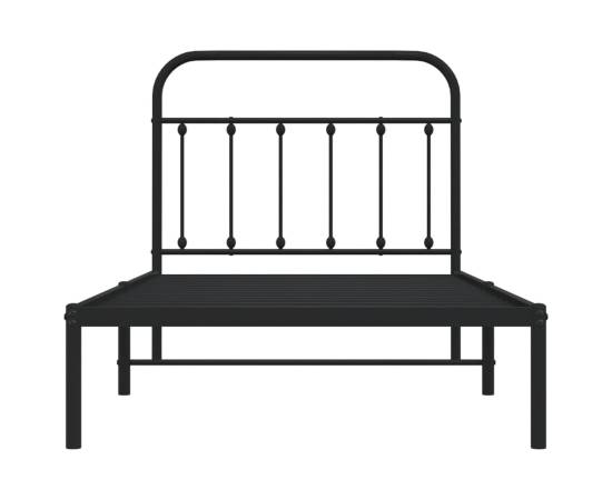 Cadru de pat metalic cu tăblie, negru, 100x190 cm, 6 image