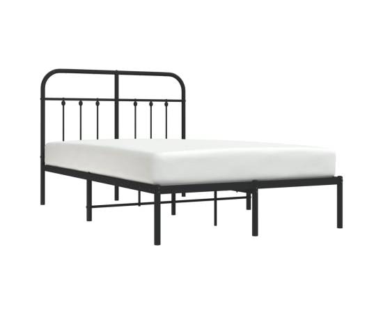 Cadru de pat metalic cu tăblie, negru, 120x200 cm, 3 image