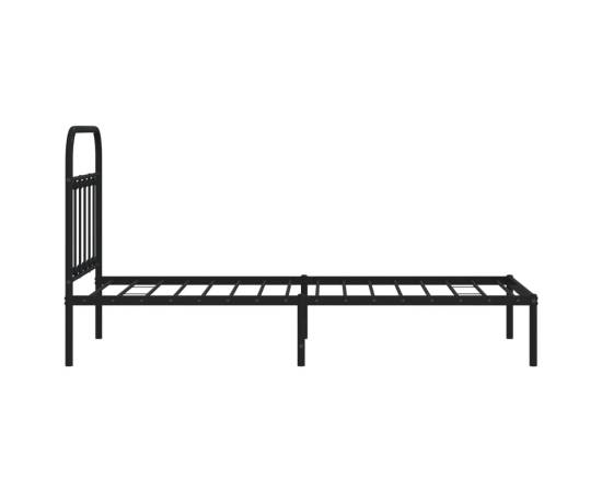 Cadru de pat metalic cu tăblie, negru, 90x190 cm, 7 image