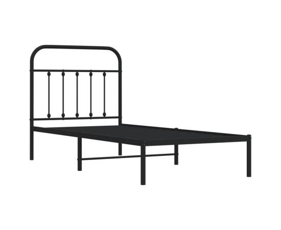 Cadru de pat metalic cu tăblie, negru, 90x190 cm, 5 image