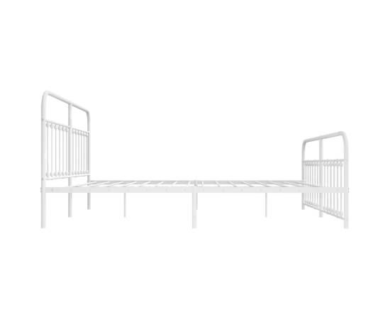 Cadru de pat metalic cu tăblie de cap/picioare, alb, 193x203 cm, 7 image