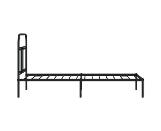 Cadru pat metalic cu tăblie, negru, 90x200 cm, 7 image