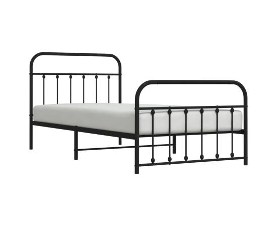 Cadru pat metalic cu tăblii de cap/picioare, negru, 100x200 cm, 3 image