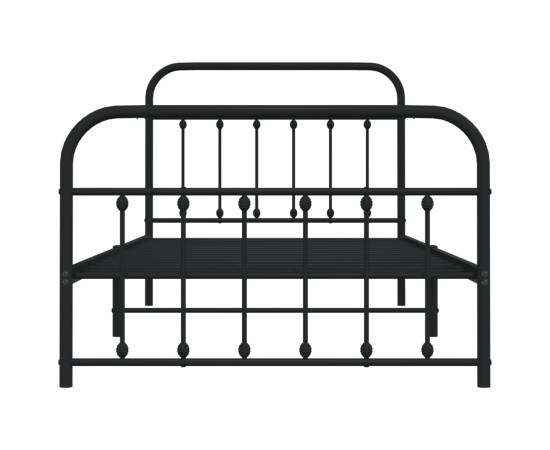 Cadru pat metalic cu tăblii de cap/picioare, negru, 100x200 cm, 6 image