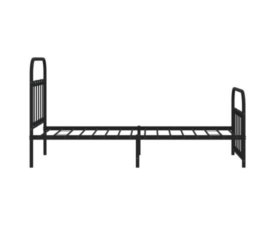 Cadru pat metalic cu tăblii de cap/picioare, negru, 90x200 cm, 7 image