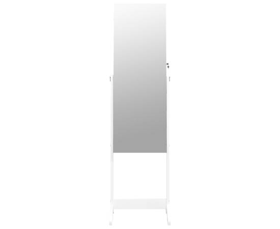Dulap de bijuterii cu oglindă independent, alb, 42x38x152 cm, 4 image