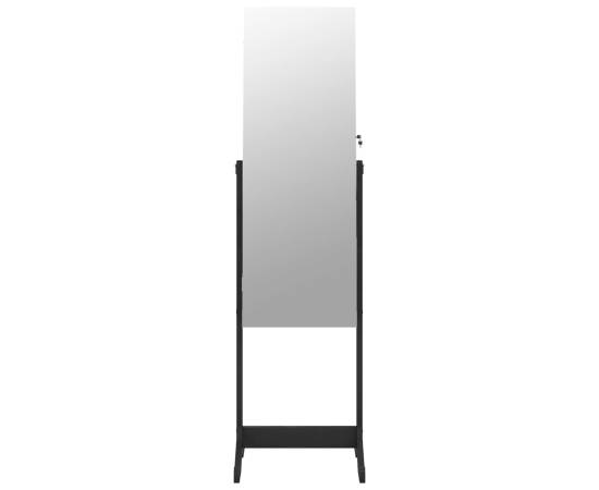 Dulap de bijuterii cu oglindă independent, negru, 42x38x152 cm, 4 image