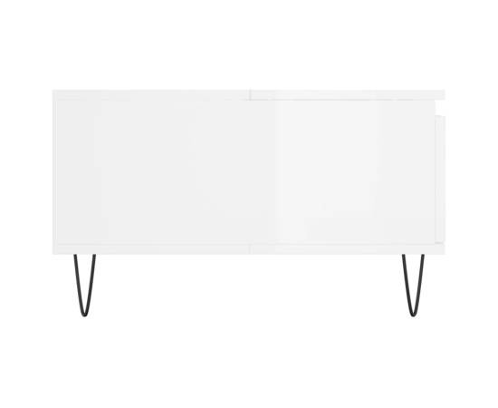 Masă de cafea, alb extralucios, 90x60x35 cm, lemn compozit, 7 image