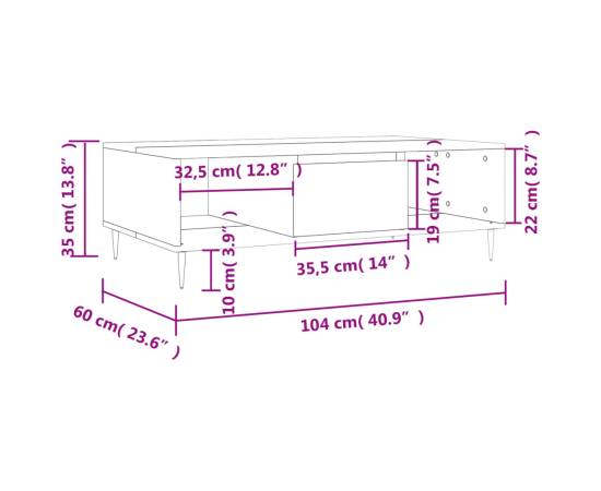 Masă de cafea, gri sonoma, 104x60x35 cm, lemn compozit, 11 image