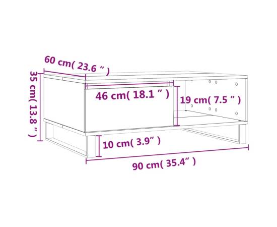Masă de cafea, stejar fumuriu, 90x60x35 cm, lemn compozit, 11 image